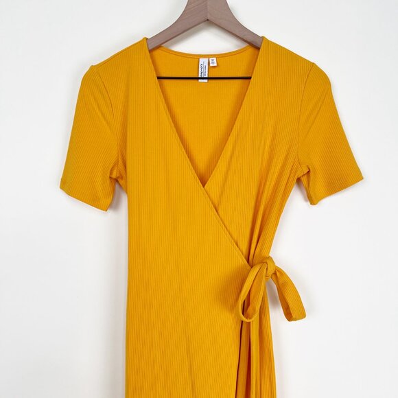& Other Stories Paris Atelier Stretchy Ribbed Knit Wrap Dress Summer Sun Casual - Picture 9 of 11